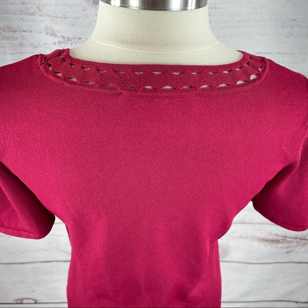 Whbm Raspberry Color Top With Unique Neckline - image 8